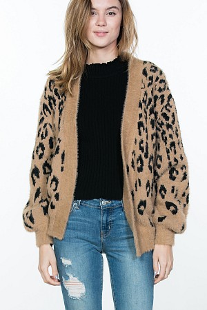 OVERSIZE LEOPARD SWEATER CARDI ...